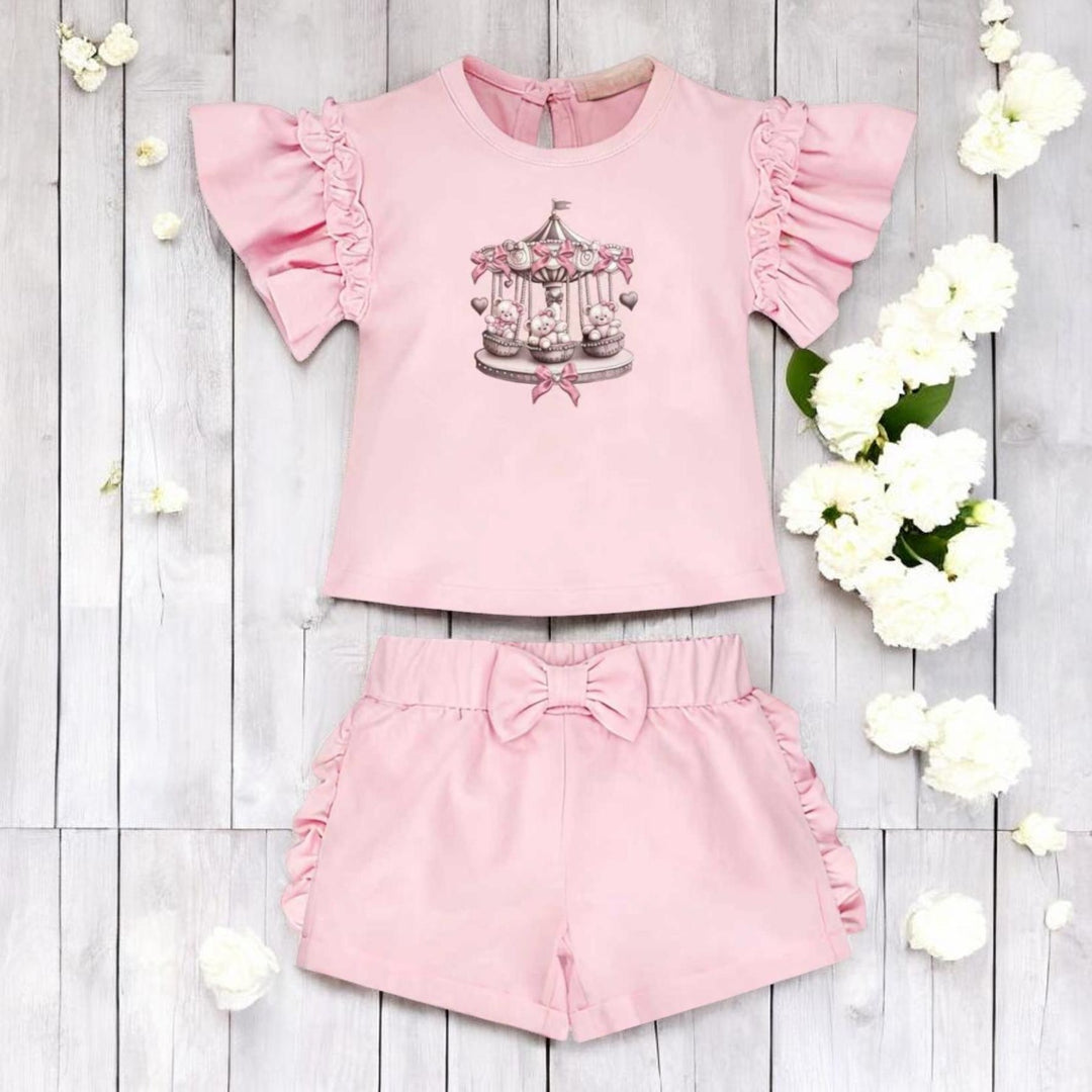 Giorgio Bambini Pink Merry Go Round Top & Short Set