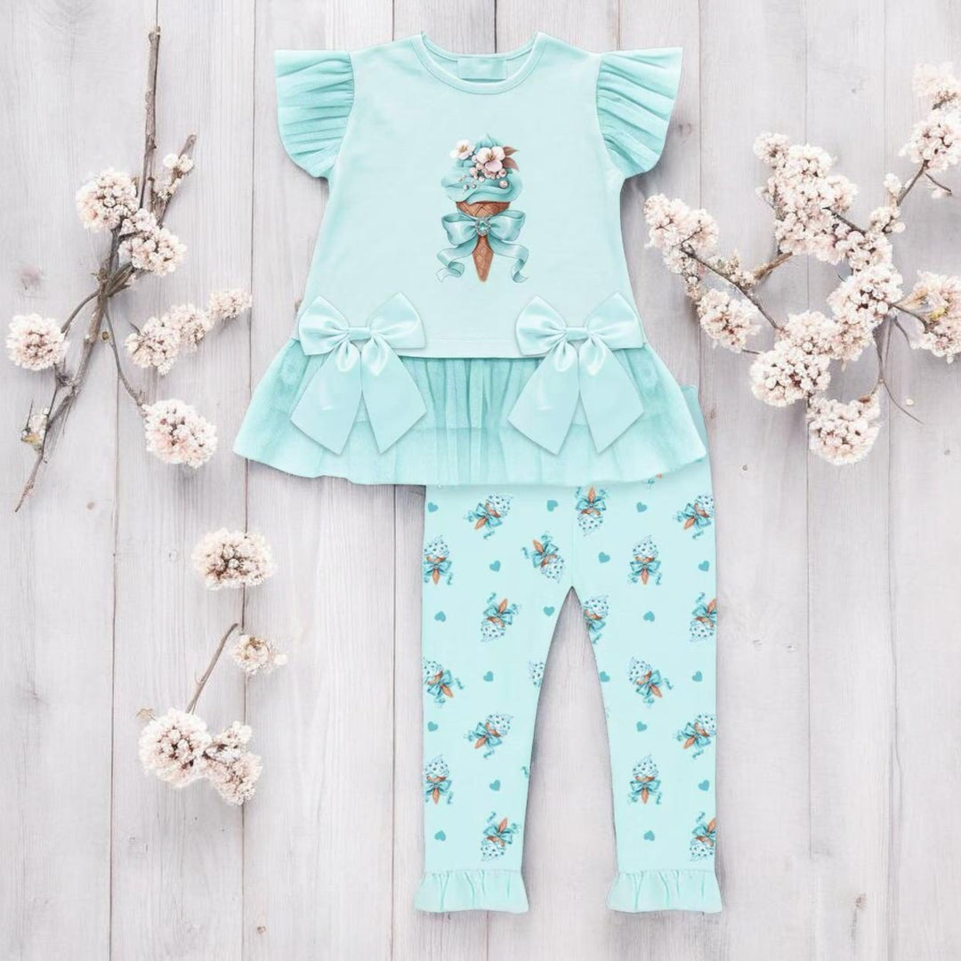 Giorgio Bambini Green Ice Cream Top & Legging Set