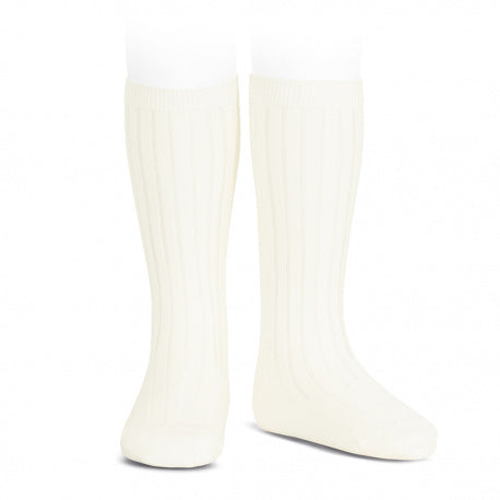 Jamiks Ivory Wide Ribbed Knee High Spanish Socks