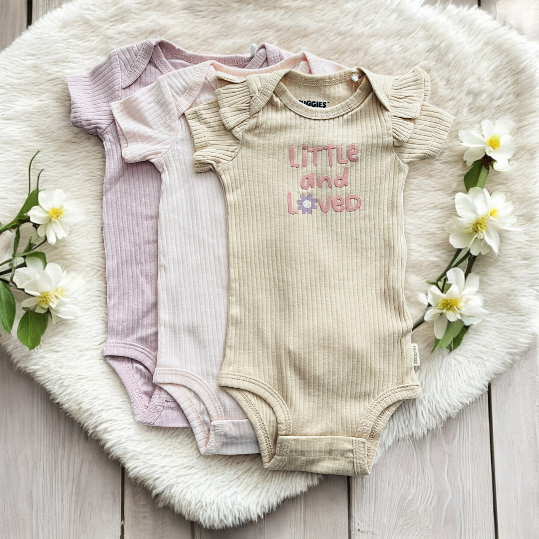 Huggies Pack of 3 Girls Ribbed Body Suits