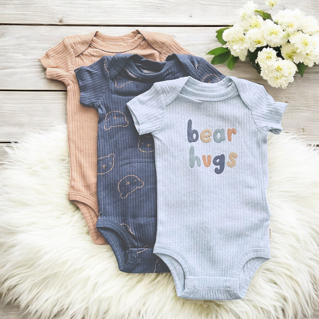 Huggies Pack of 3 Boys Ribbed Body Suits