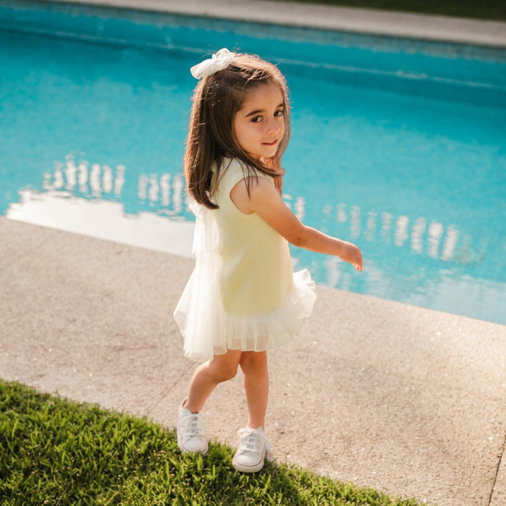 Artesania Granlei Lemon & Tulle Sleeveless Knitted Dress