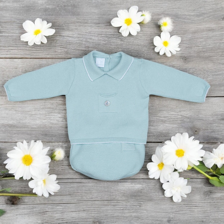Artesania Granlei Turquoise Knitted Polo & Jam Pants Set