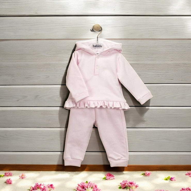 Girls Pink Ruffle Leisure Set
