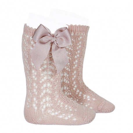 Condor Powder Pink Knee Open Weave Socks