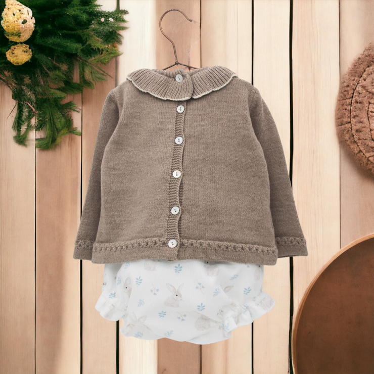 Taupe Knitted Rabbit Top & Bloomers Back