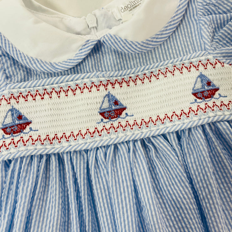 Deolinda Blue & White Striped Smocked Dress 2