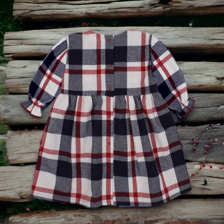 Rapife Navy Burgundy Tartan Dress Bows Baby Boutique