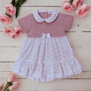 Dusky Pink & White Half Knit Dress
