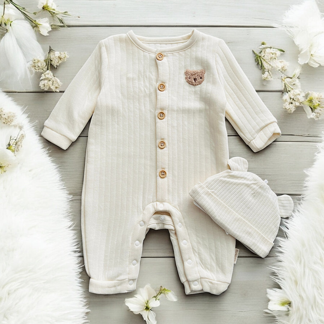 Huggies Cream & Brown Bear Romper