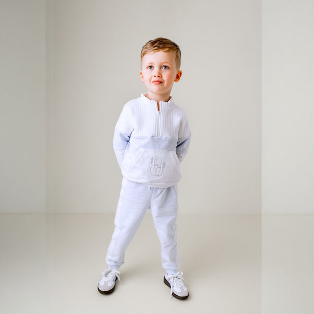 Pastels & Co "Harvey" White & Blue 1/4 Zip Tracksuit