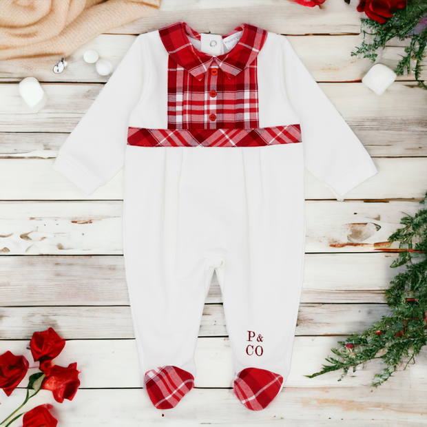 White & Red Hamish Sleepsuit