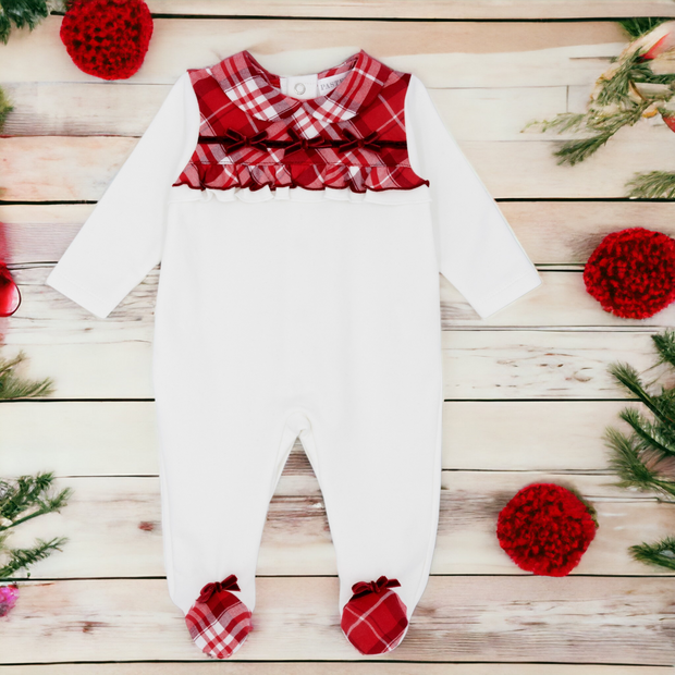 White & Red Plaid Hazel Sleepsuit