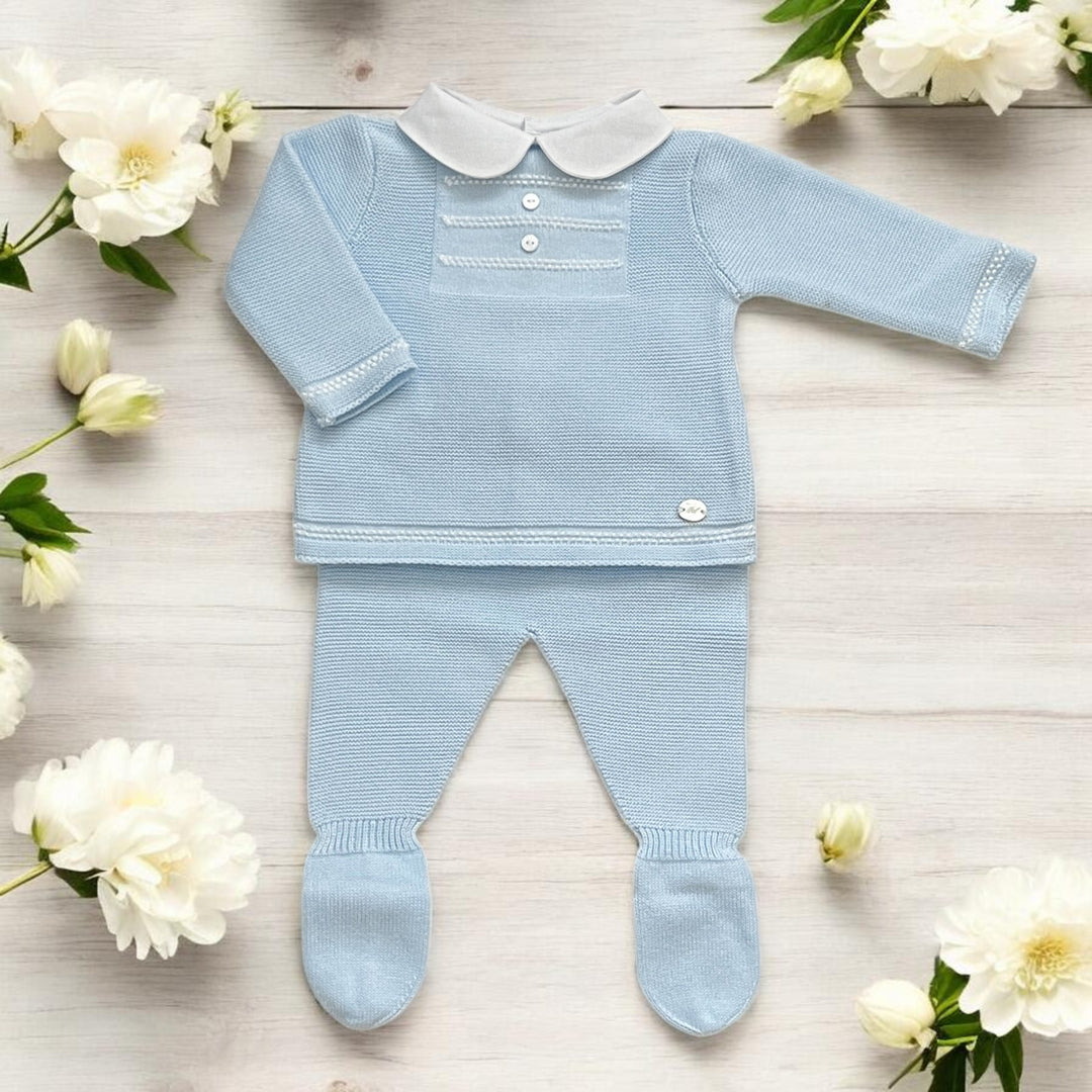Martin Aranda Baby Blue & White Knitted Set