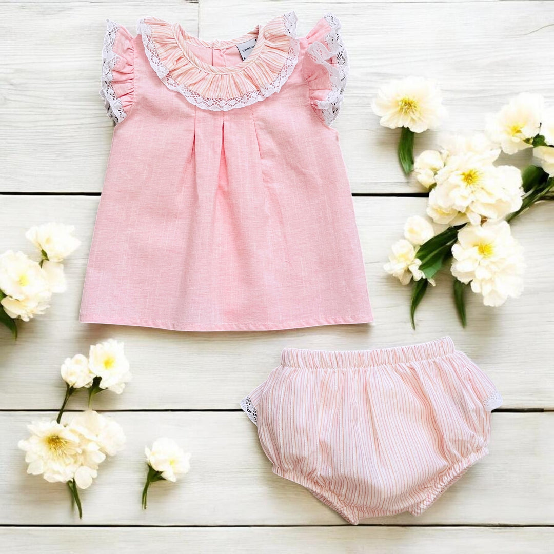 Babidu Pink Top & Striped Bloomers