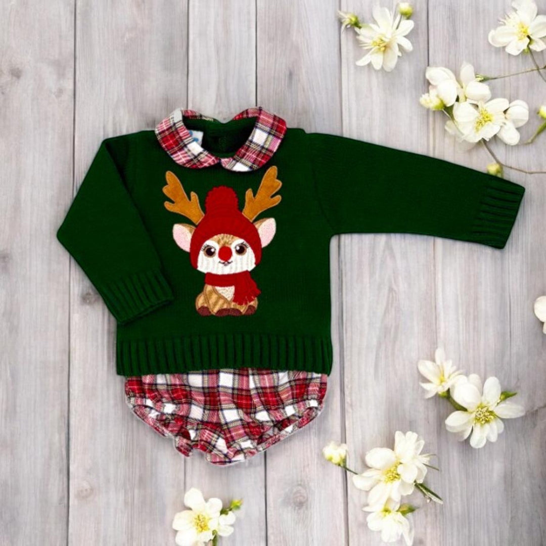Sardon Bottle Green Reindeer Top & Jam Pants Set