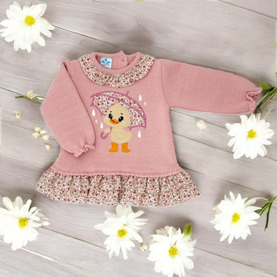 Sardon Rose Pink Half Knit Duck Dress