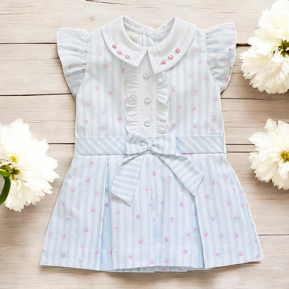 Pretty Originals Blue & White Stripe Smocked Dress