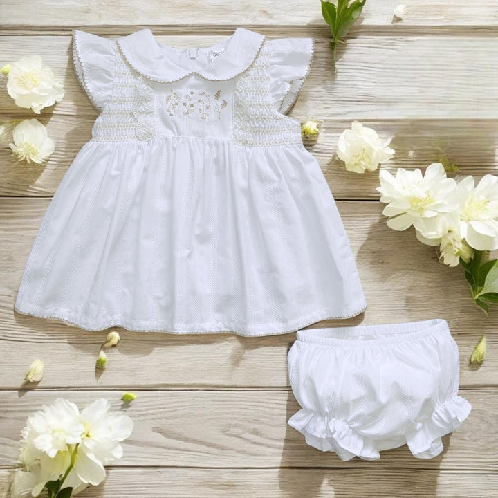 Deolinda White & Beige Dress & Bloomers