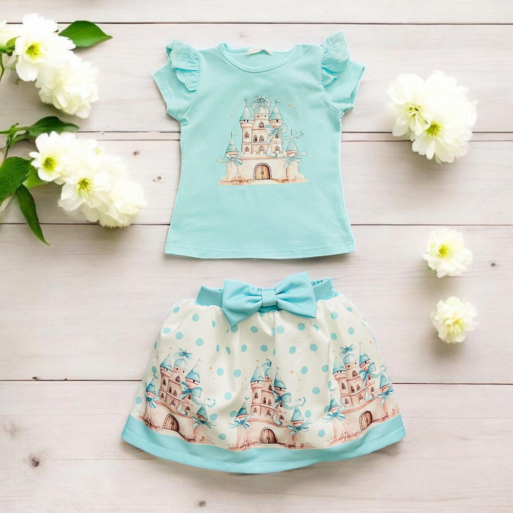 Giorgio Bambini Mint Green Castle Top & Skirt Set