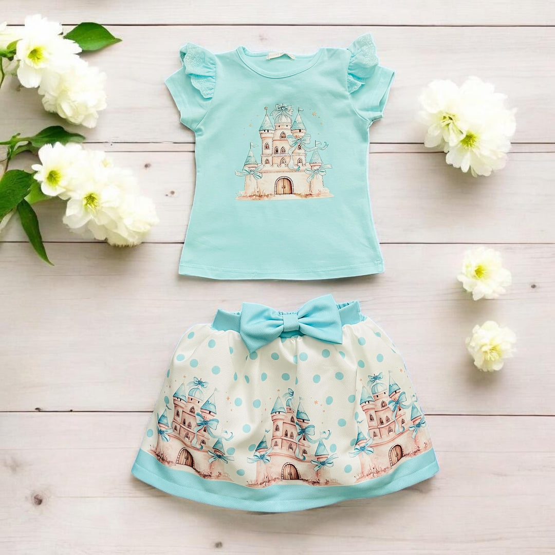 Giorgio Bambini Mint Green Castle Top & Skirt Set