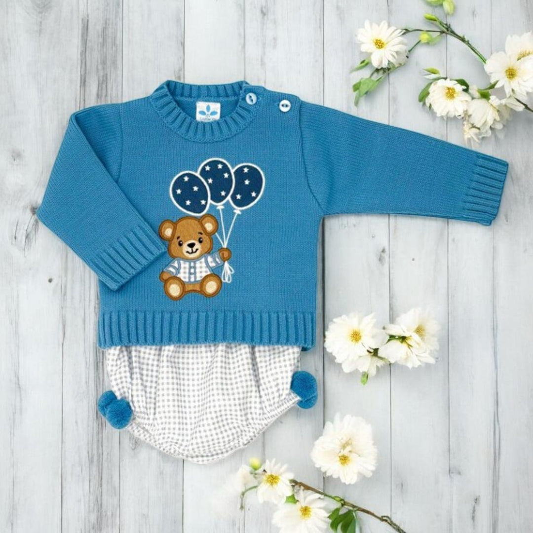 Blue Knitted Bear Top & Jam Pants