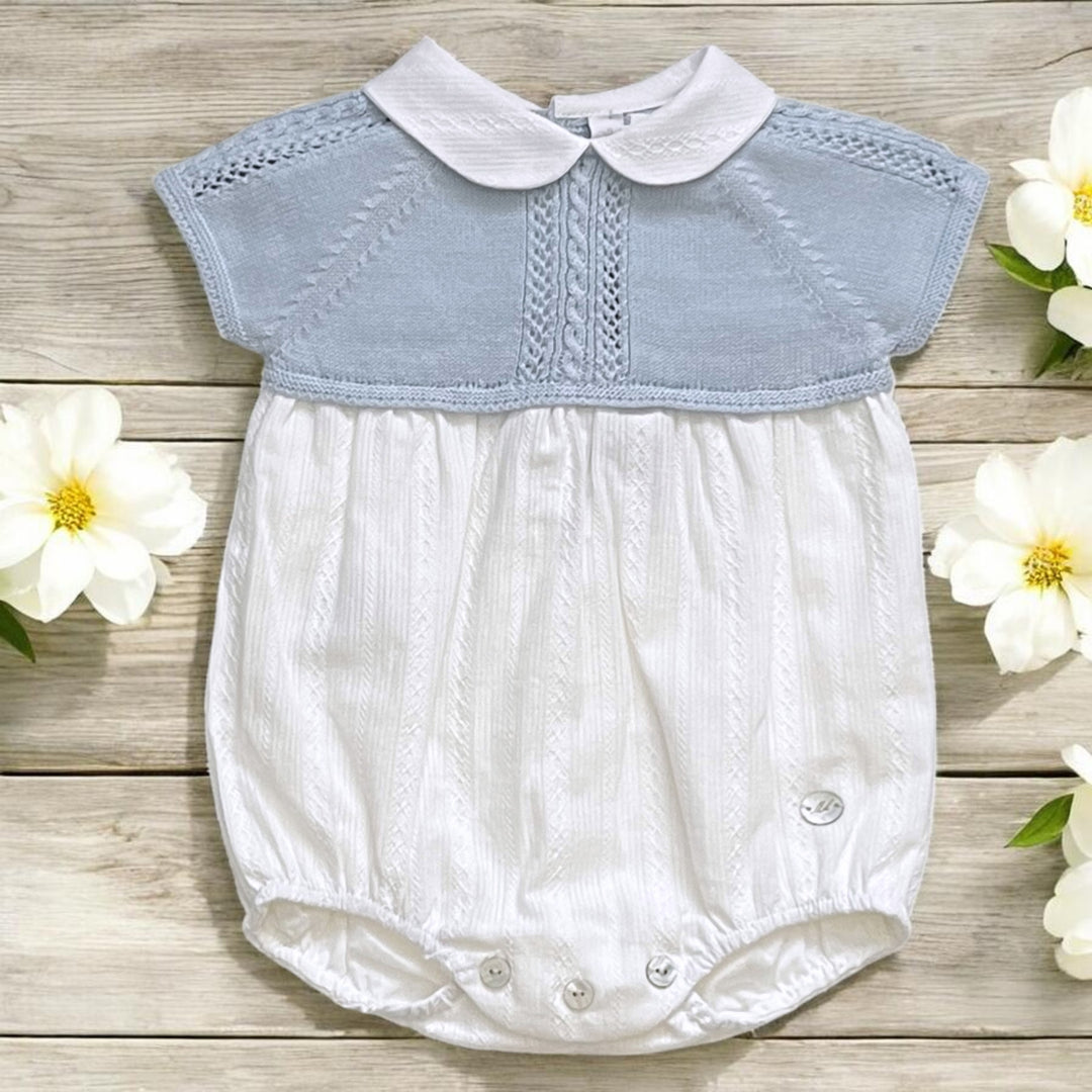 Martin Aranda Pastel Blue Half Knit Romper