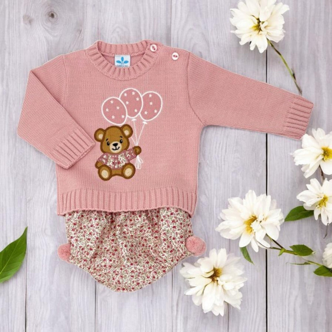 Sardon Dusky Pink Knitted Bear Top & Jam Pants