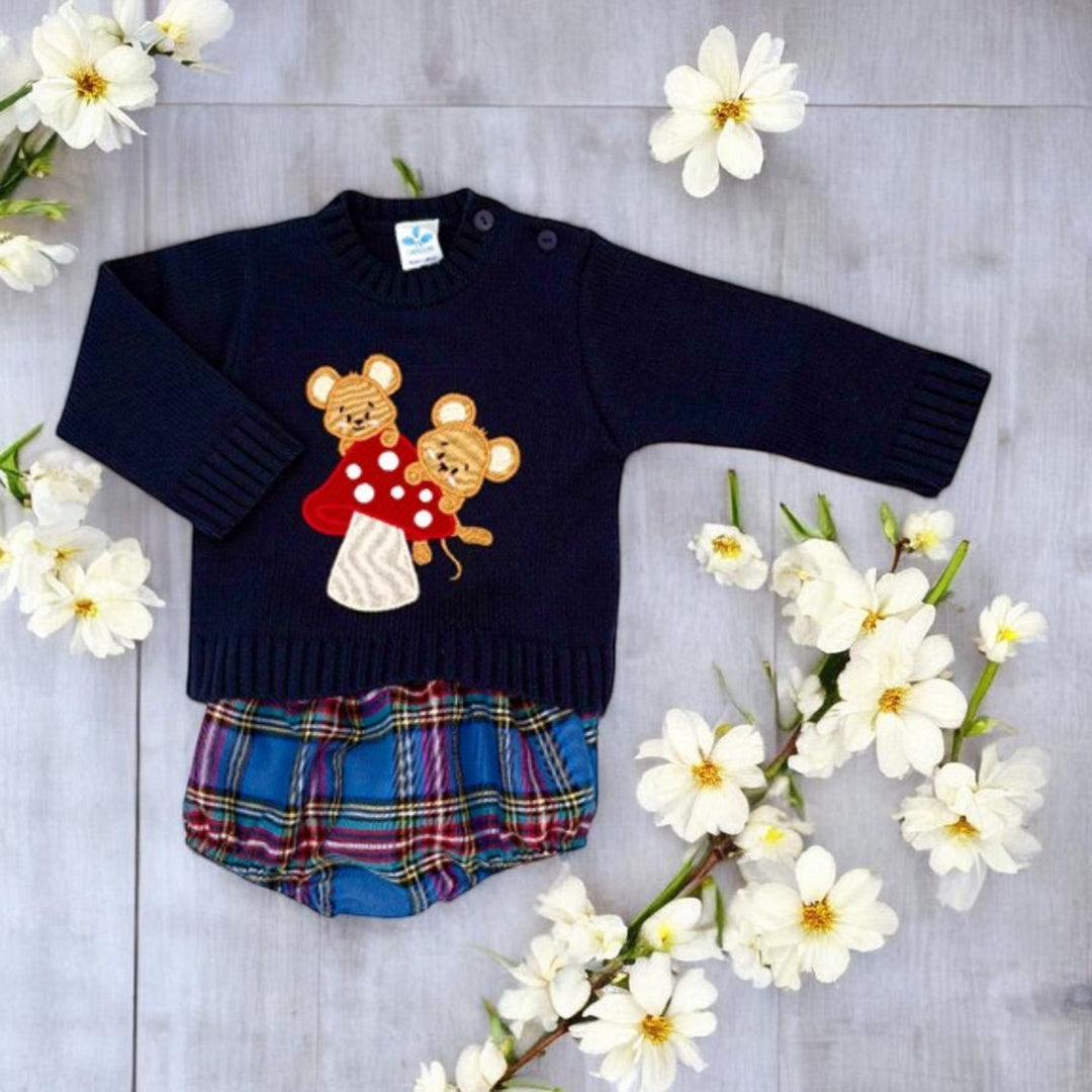 Sardon Navy Blue Top & Jam Pants Set