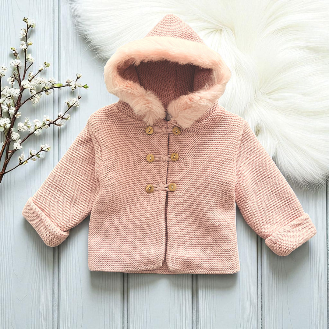 Sardon Rose Pink Knitted Hooded Coat