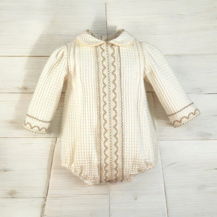 Cream Waffle Romper