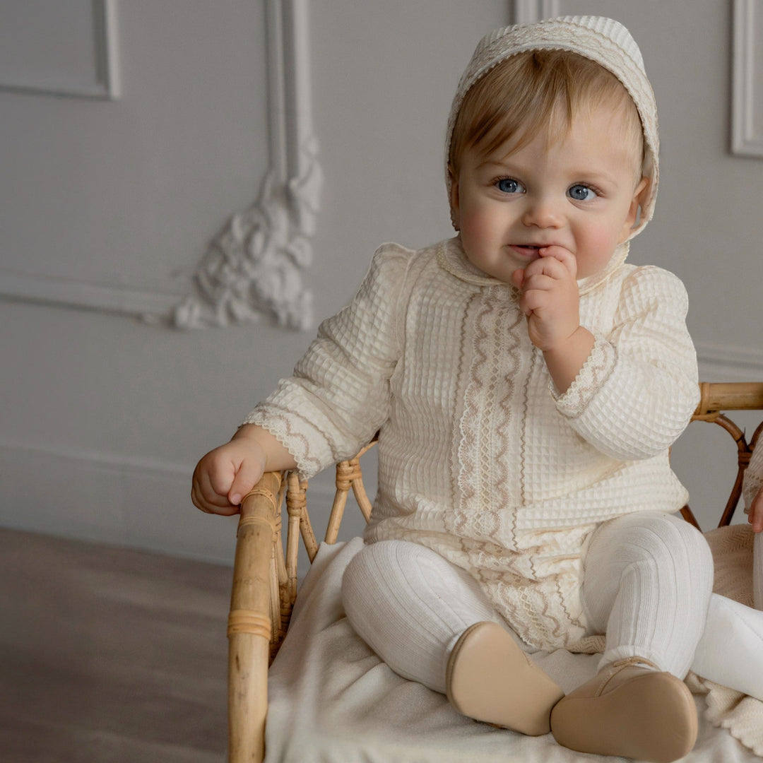Miranda Cream Waffle Romper