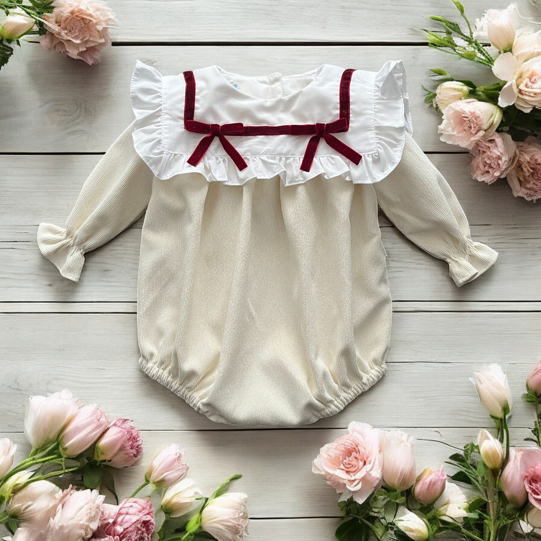 Puro Mimo Cream Needle Cord Sailor Romper