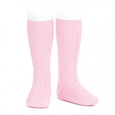 Baby Pink Wide Ribbed Condor Socks 1