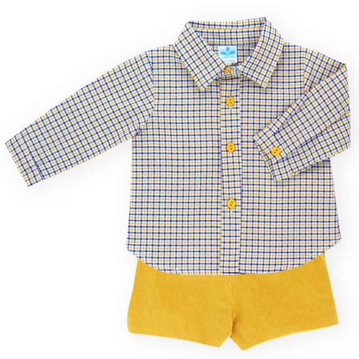 Navy & Mustard Shirt & Shorts Set