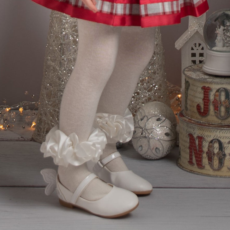 Ivory Ruffle Ankle Ribbon Tights