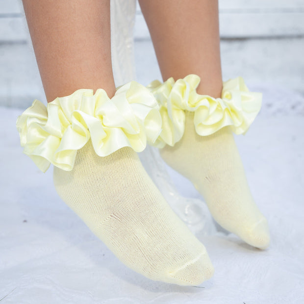 Lemon Ruffle Ribbon Ankle Socks