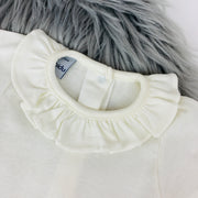 Ruffle Collar Short Sleeve Cream Body Vest Close