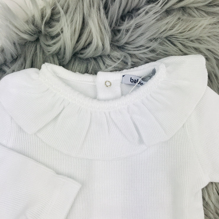 White Ruffle Collar Knitted Vest