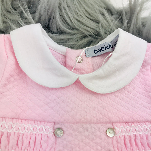 Pink Quilted Effect Sleepsuit Collar