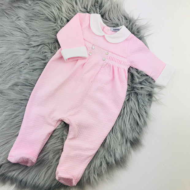 Pink Quilted Effect Sleepsuit