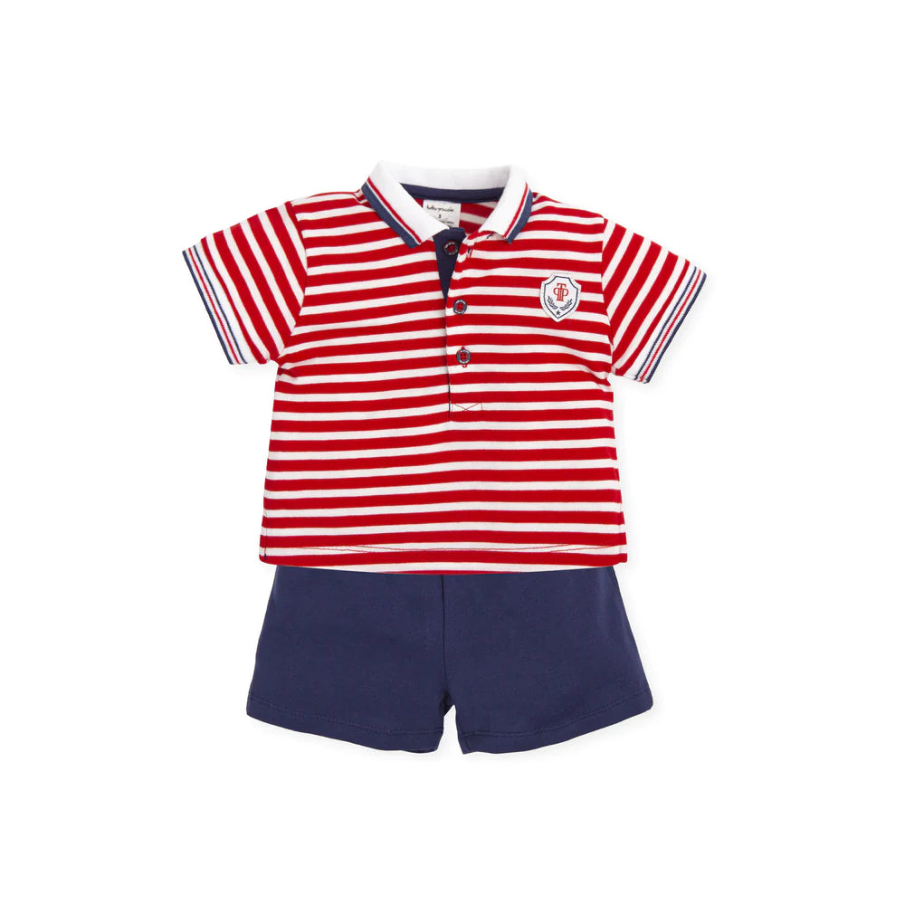 Tutto Piccolo Red Navy Polo Top Shorts Bows Baby Boutique