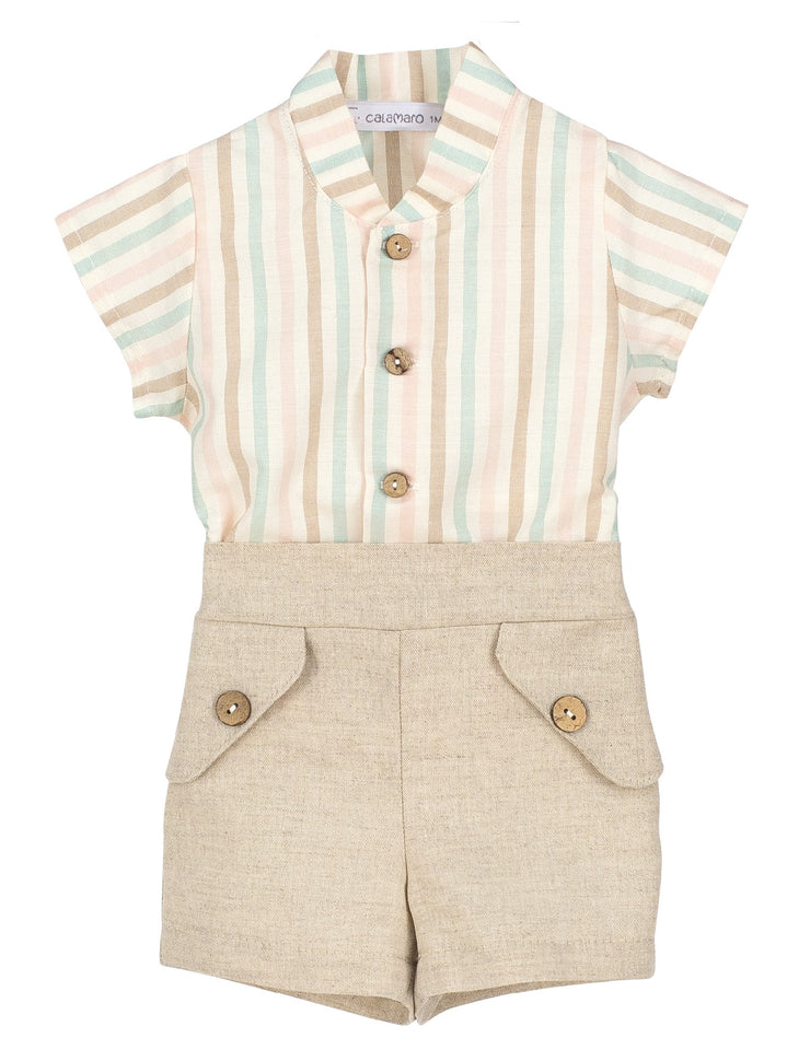 Sand stripe Shirt & Jam Pants Set