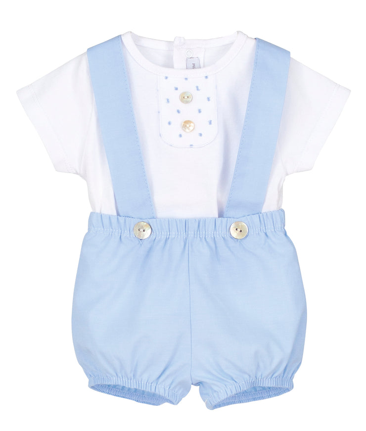 White Top & Blue Dungaree Romper