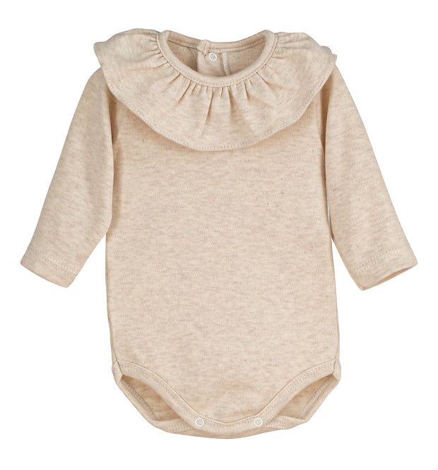 Sand Ruffle Collar Bodysuit