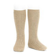 Nougat Wide Ribbed Knee High Spanish Socks