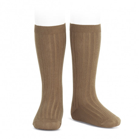 Tabacco Wide Ribbed Knee High Spanish Socks