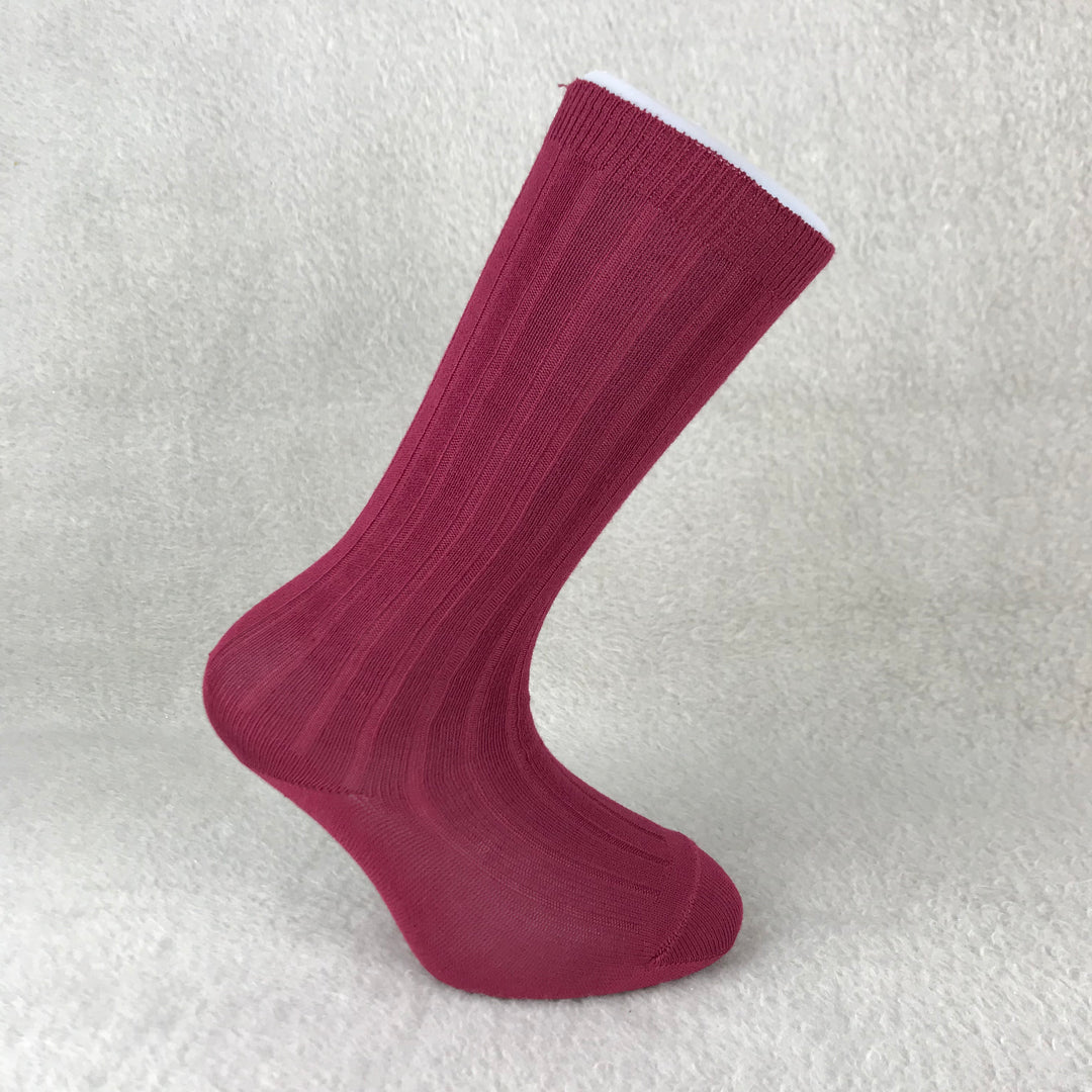 Burgundy Ribbed Knee High Spanish Socks