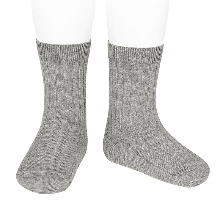 Aluminium Grey Ribbed Calf Length Spanish Socks