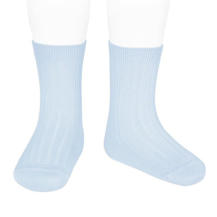Baby Blue Ribbed Calf Length Spanish Socks